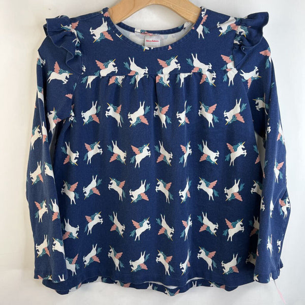 Size 12 (150): Hanna Andersson Blue White Unicorns Long Sleeve Shirt