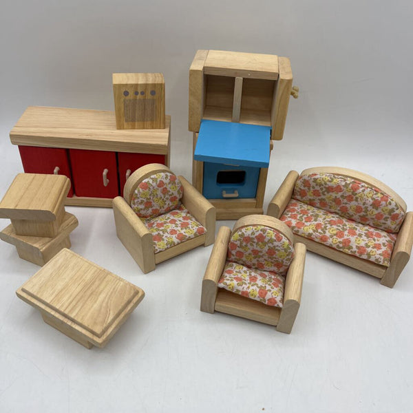 Plan Toys Wooden Dollhouse Blocks/Furniture