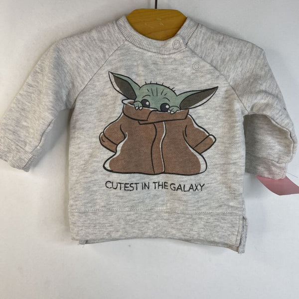 Size 0-3m: Star Wars Light Grey Baby Yoda "Cutest In The Galaxy" Sweatshirt