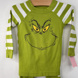 Size 2: Hanna Andersson White Green Striped Grinch 2pc PJs