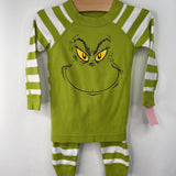 Size 2: Hanna Andersson White Green Striped Grinch 2pc PJs