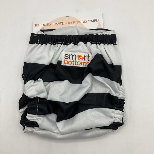 Size O/S: Smart Bottoms Black/White Striped Snap Diaper Cover-NEW