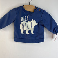 Size 3-6m: Rabbit + Bear Bleu "Born Wild" Bear Sweater