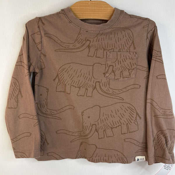 Size 4: Gap Brown Mammoth Print Long Sleeve Shirt