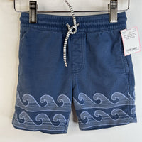 Size 4: Tea Dark Blue Waves Print Cozy Shorts