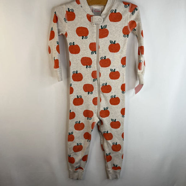 Size 3 (90): Hanna Andersson Creme/Pumpkin Print 1pc PJs