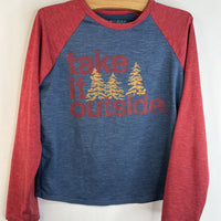 Size 6-7: Columbia Red/Grey Heathered "Take It Outside" Long Sleeve Shirt