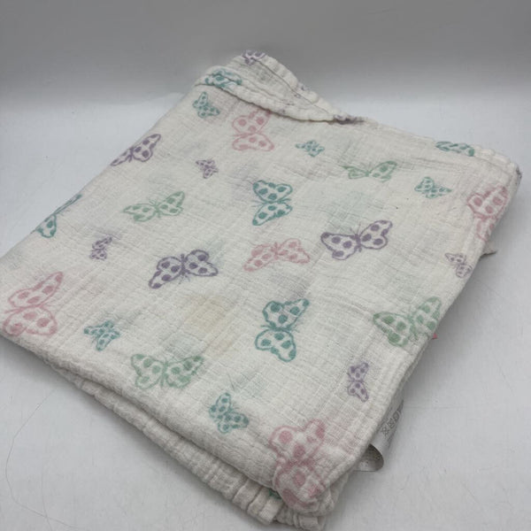 Aden + Anais White/Colorful Butterflies Swaddle Blanket