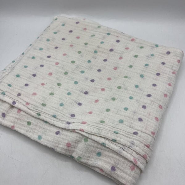 Aden + Anais White/Colorful Polka Dots Swaddle Blanket