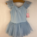 Size 4-6: Danz N Motion Light Blue Shimmery Mesh Ruffled Tank Leotard