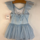 Size 4-6: Danz N Motion Light Blue Shimmery Mesh Ruffled Tank Leotard