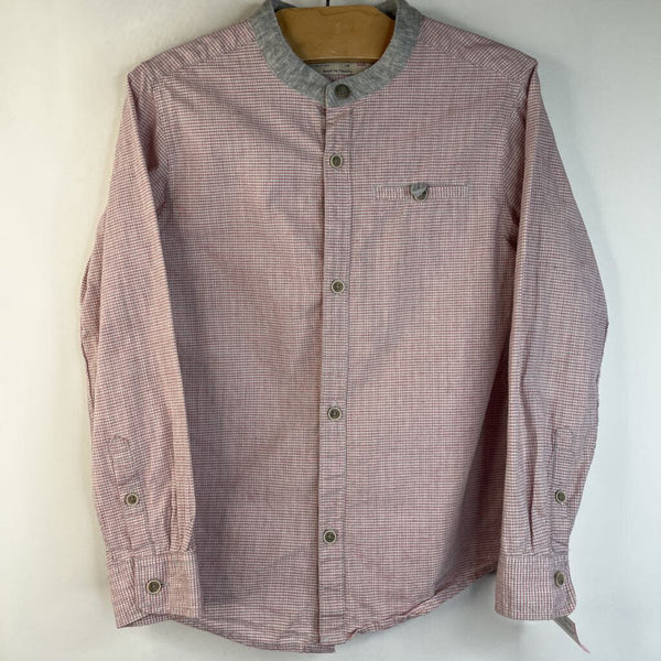 Size 5-6: Zara Pink/Grey Checkered Button-Up Collared Long Sleeve Shirt