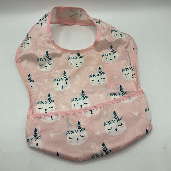 Pink/White Bunnies Food Catching Bib