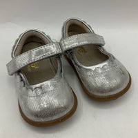 Size 4: See Kai Run Silver Velcro Strap Mary Janes