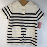 Size 12-18m: Zara White/Blue Striped Collared T-Shirt