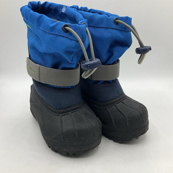 Size 7: Columbia Black/Blue Toggle/Velcro Strap Snow Boots