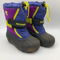 Size 10: Sorel Blue/Pink Toggle/Velcro Strap Snow Boots