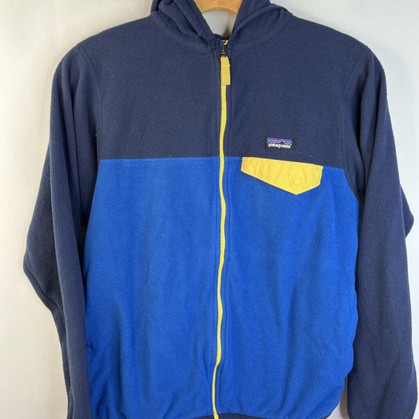 Size 14: Patagonia Blue Yellow Zip-Up Hooded Fleece Jacket