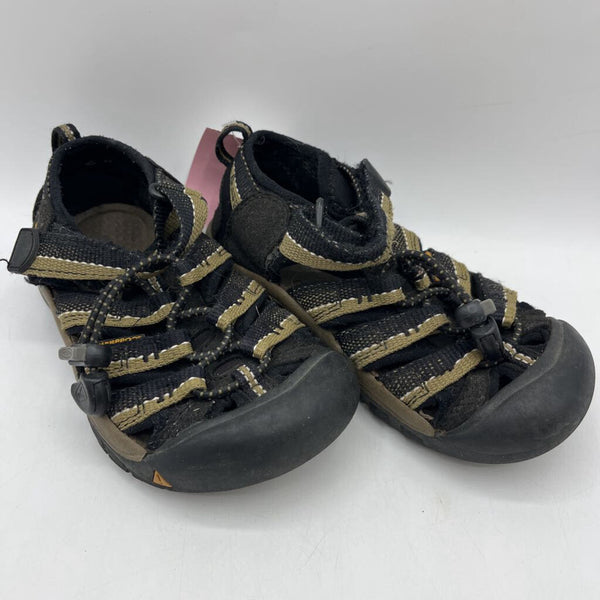 Size 11: Keens Black/Green Toggle/Velcro Strap Sandals