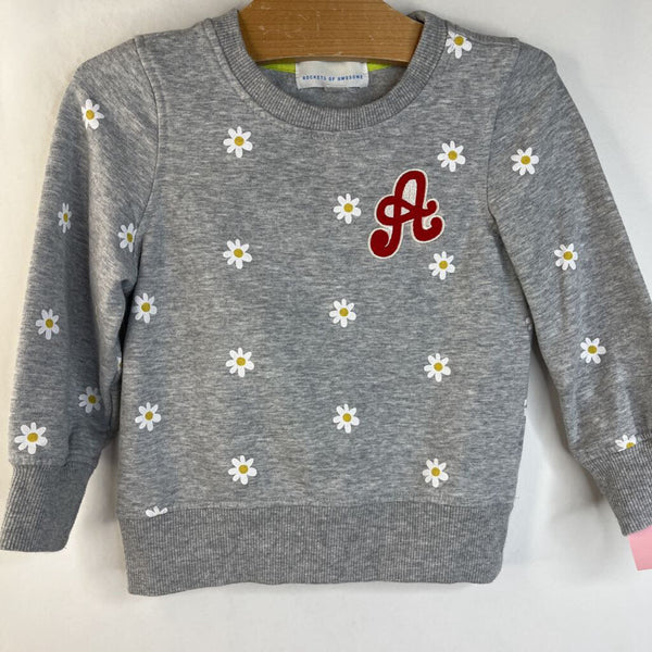 Size 3: Rockets Of Awesome Grey White Daisies Pullover Sweatshirt