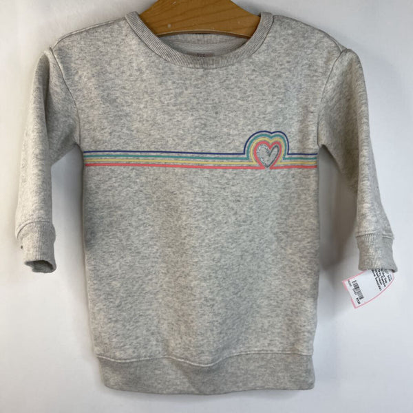 Size 18-24m: Gap Light Grey Rainbow Striped Heart Pullover Sweatshirt