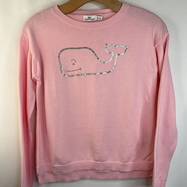 Size 16: Vineyard Vines Pink Silver Whale Pullover Sweatshirt