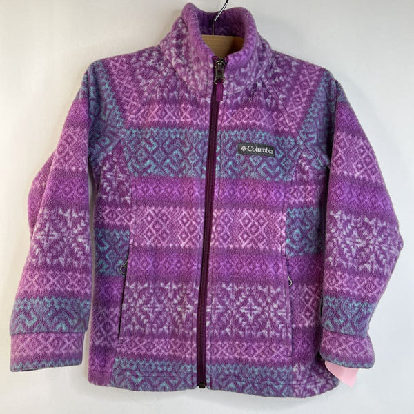 Size 4-5: Columbia Light Purple Geo Patterned Zip-Up Fleece Coat