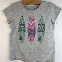 Size 6: Tea Collection Light Grey Green/Pink Surf Boards T-Shirt