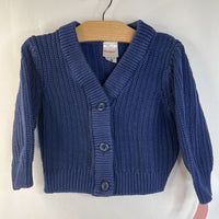 Size 3 (90): Hanna Andersson Blue Knitted Button-Up Cardigan