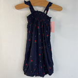 Size 12-18m (75): Hanna Andersson Blue Red Flowers Tank Sleeve Onesie