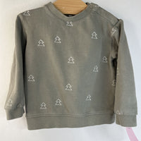 Size 12-18m: Quincy Mae Green-Grey Trees Pullover Sweatshirt