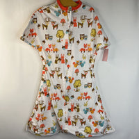 Size S: Zipadee-Zip White/Orange & Brown Forest Animals Sleepsack