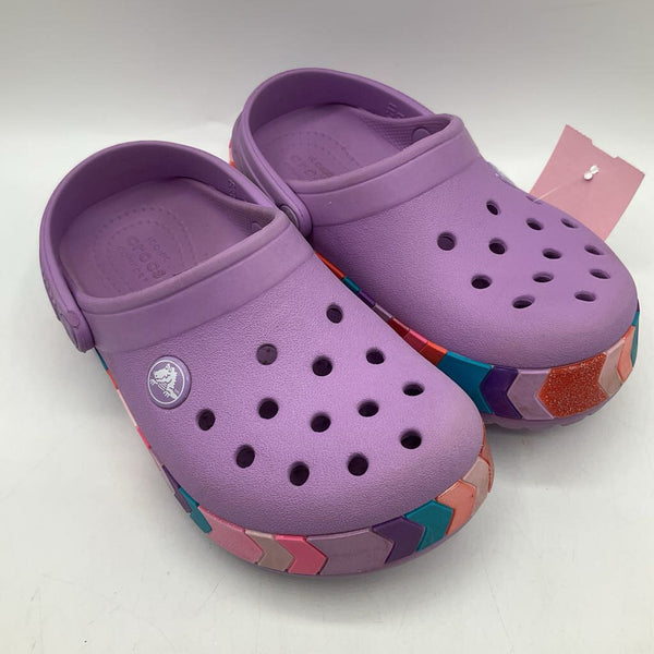 Size 11: Crocs Purple/Colorful Lined Adjustable Strap Shoes