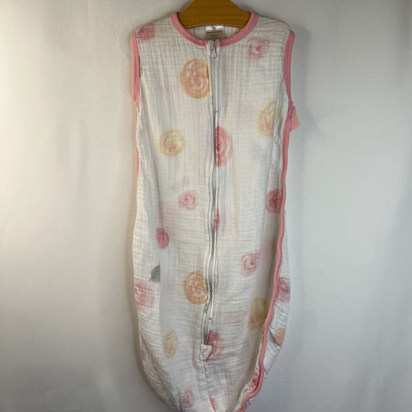 Size 6-12m: Amazing Baby White Pink Roses Muslin Sleepsack