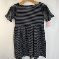 Size 12: Black White Striped Short Sleeve Dress