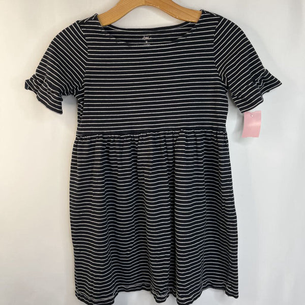 Size 12: Black White Striped Short Sleeve Dress