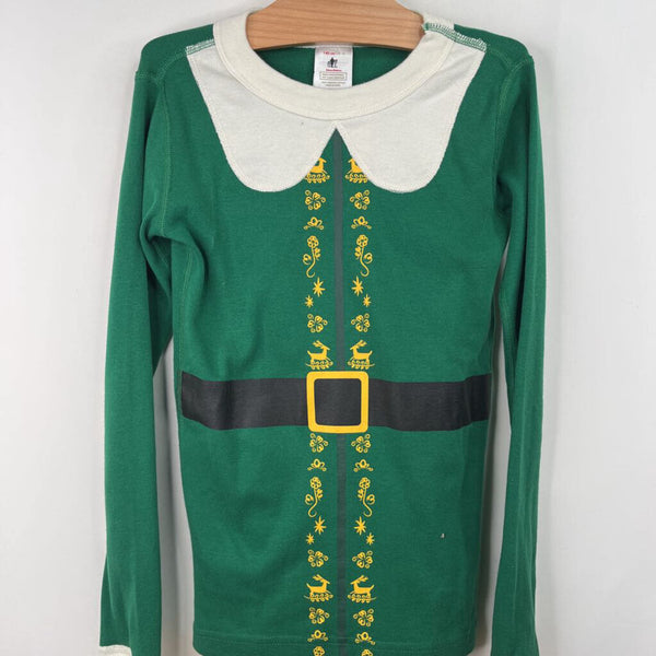Size 10 (140): Hanna Andersson Elf Green & Yellow Long Sleeve 2pc PJs