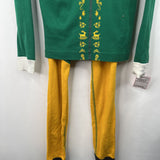 Size 10 (140): Hanna Andersson Elf Green & Yellow Long Sleeve 2pc PJs