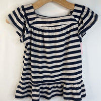 Size 8: Crewcuts Creme/Dark Blue Striped T-Shirt