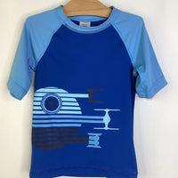 Size 5 (110): Hanna Andersson Star Wars Blue Swim Short Sleeve Shirt