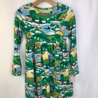 Size 11-12: Mini Boden Green/Blue Farm Country Long Sleeve Dress