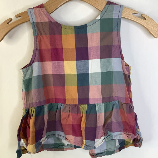 Size 8: Tea Colorful Checkered/Plaid Tank Top