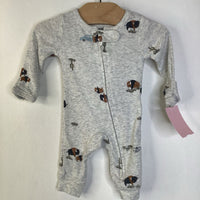 Size Preemie: Carter's Light Grey Brown Bison Zip-Up 1pc PJs