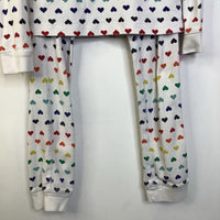 Size 10: Primary White Rainbow Hearts 2pc PJs