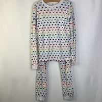 Size 10: Primary White Rainbow Hearts 2pc PJs