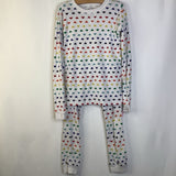 Size 10: Primary White Rainbow Hearts 2pc PJs