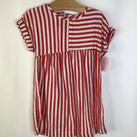 Size 4-5: Zara White/Red Striped Short Sleeve Dress