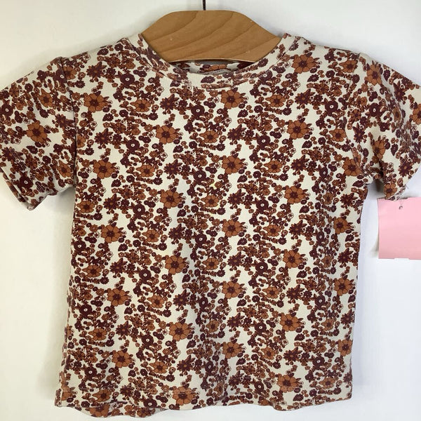 Size 3: Kate Quinn White Brown Floral T-Shirt