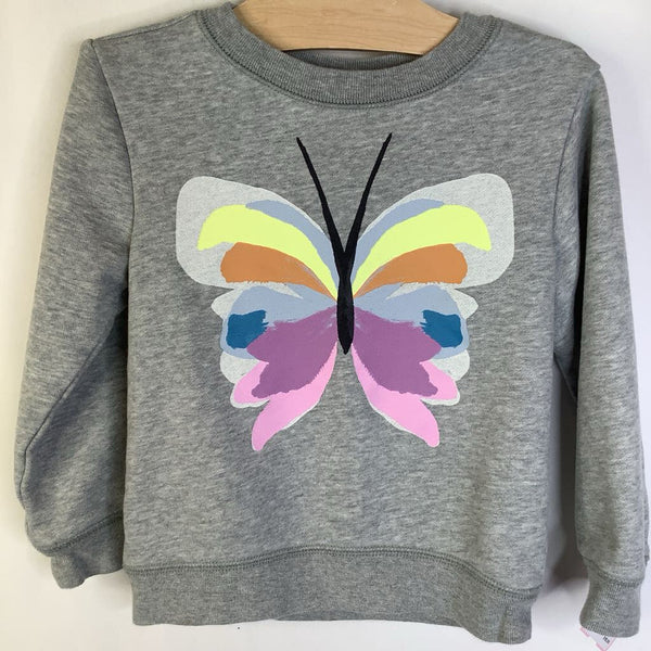 Size 3: Tea Grey Colorful Butterfly Sweatshirt