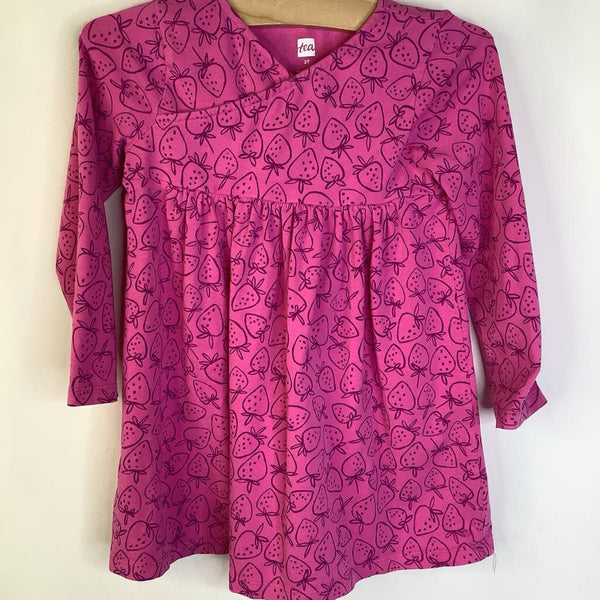 Size 3: Tea Pink Purple Strawberries Long Sleeve Dress